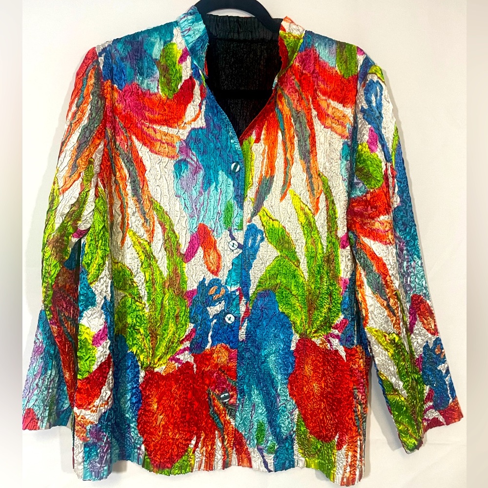 Multi Color Floral Women’s Reversable 2 Piece Shirt and Jacket